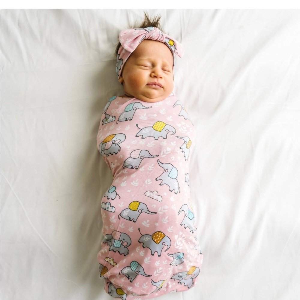 Little Sleepies Swaddle and Luxe Bow Headband Set